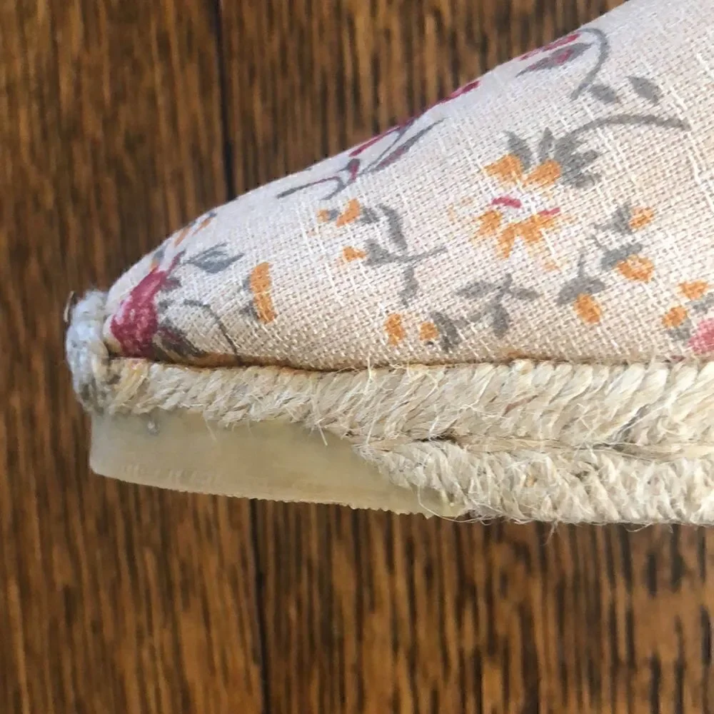 Andre Asous Woven Natural Floral Design Canvas Espadrille Shoes NWOT